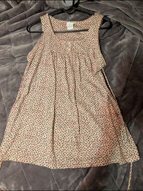 Women's Maternity Floral Print Sleeveless Shirt With Button Detail- Pink & Green